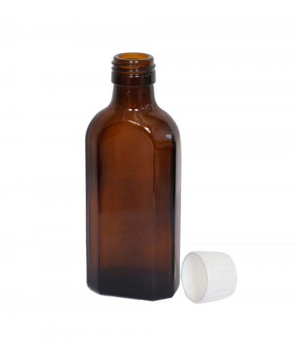 CAM ŞİŞE 100 ML + KİLİTLİ KAPAKLI YASSI ŞİŞE