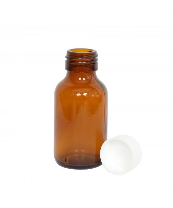 CAM ŞİŞE 20 ML + DÜZ  KAPAKLI