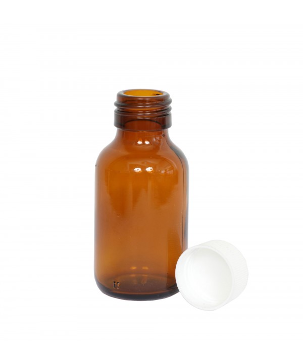 CAM ŞİŞE 50 ML + DÜZ KAPAKLI 
